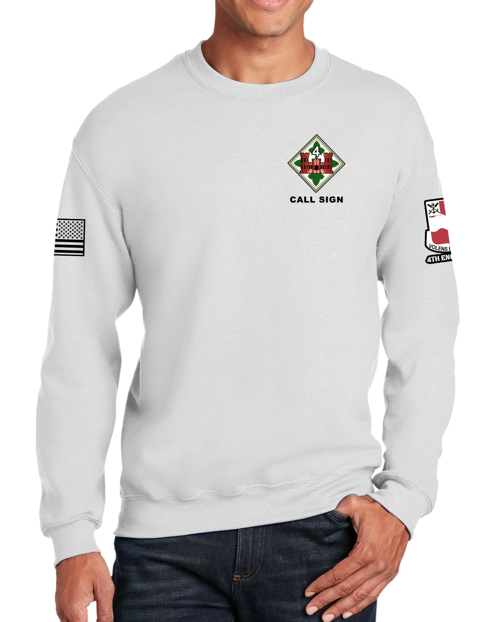 White 50-50 Blend Crewneck Unisex Sweatshirt. This shirt IS approved for PT.
