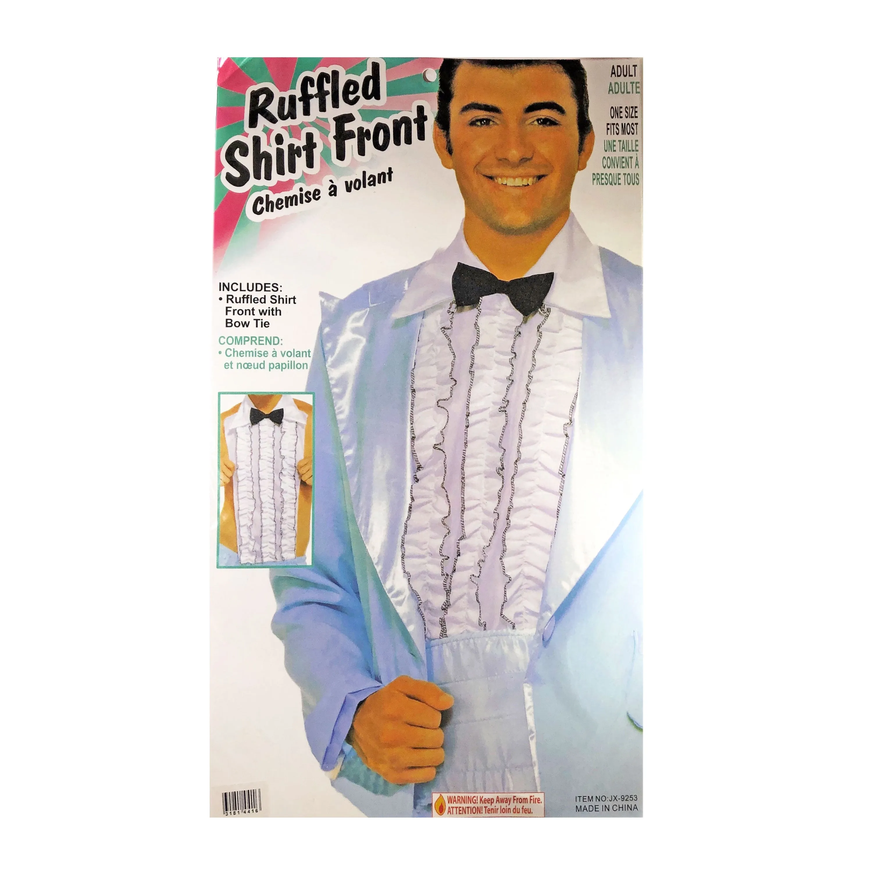 White Men's Ruffled Shirt Front - Fancy Dress Accessory Costume