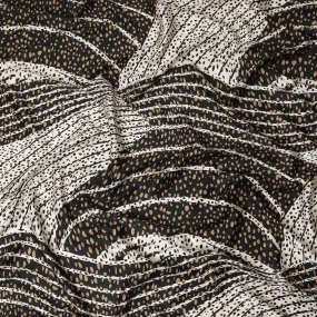 White Premium Italian viscose fabric with pale brown and white print in abstract design-D12359