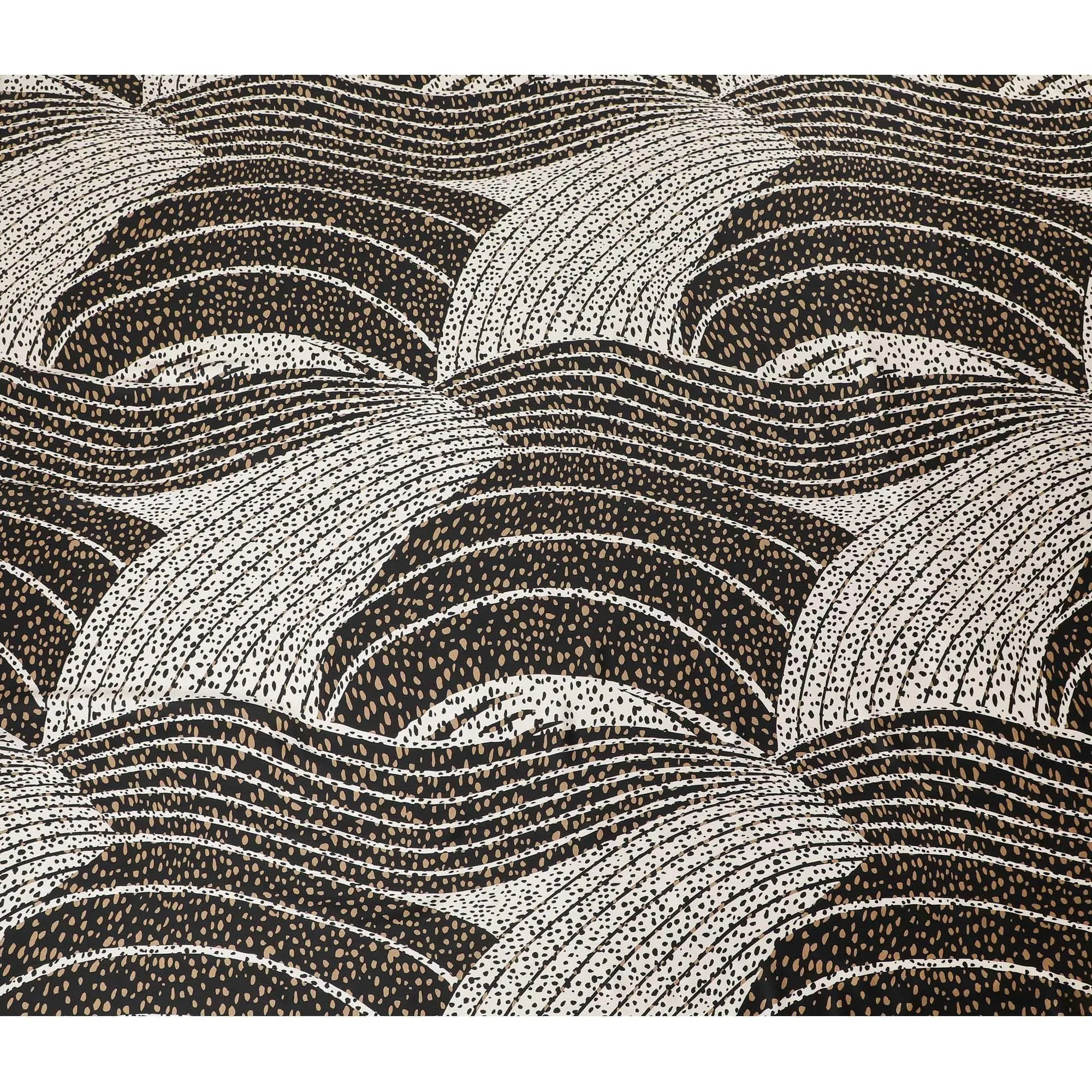 White Premium Italian viscose fabric with pale brown and white print in abstract design-D12359