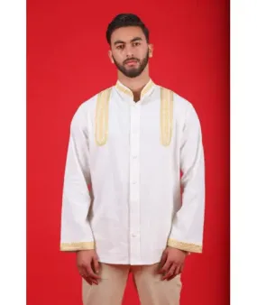 White shirt embroidered with yellow thread