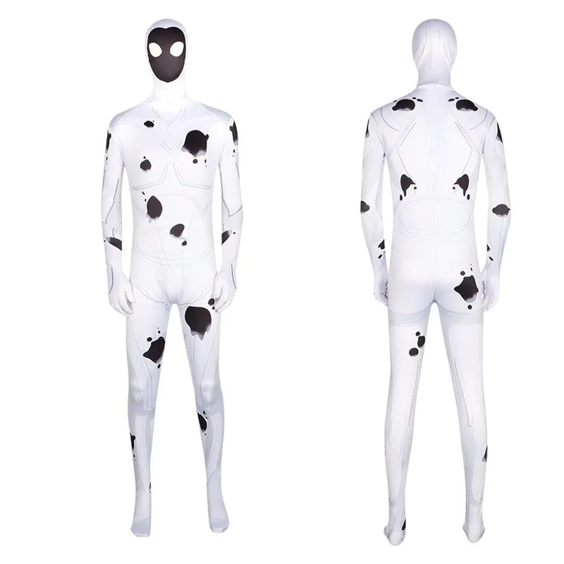 White Spot Spider Man Bodysuit Across the Spider Verse Villain Zentai Jumpsuit Adults BEcostume