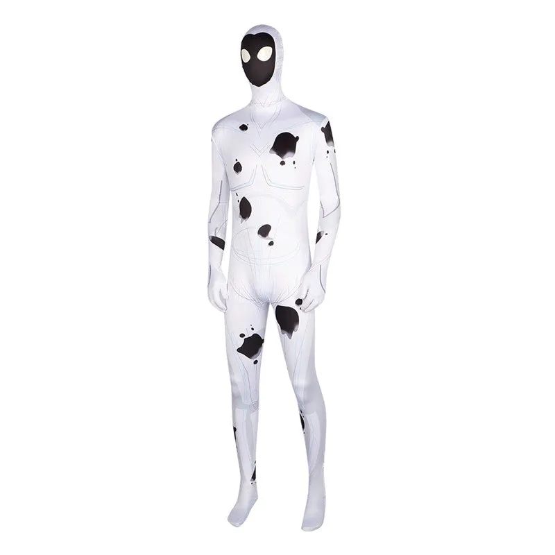 White Spot Spider Man Bodysuit Across the Spider Verse Villain Zentai Jumpsuit Adults BEcostume