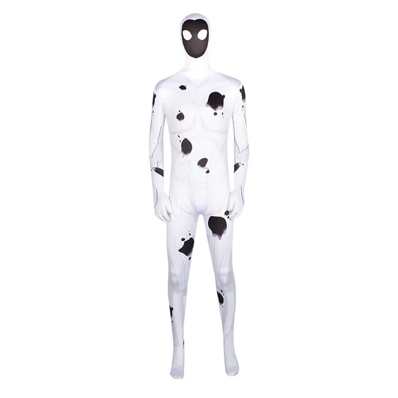 White Spot Spider Man Bodysuit Across the Spider Verse Villain Zentai Jumpsuit Adults BEcostume