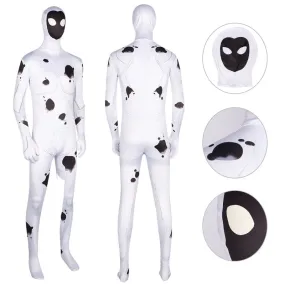 White Spot Spider Man Bodysuit Across the Spider Verse Villain Zentai Jumpsuit Adults BEcostume