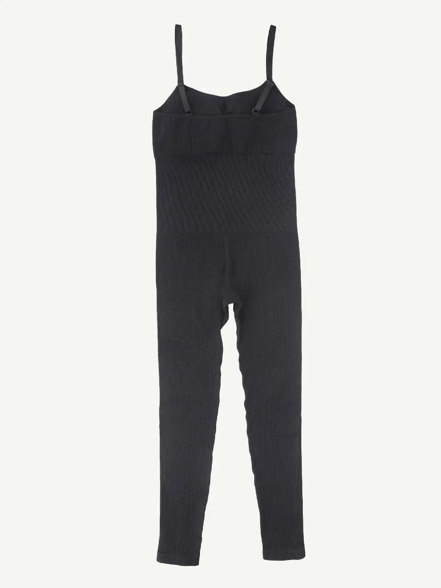 Wholesale High Stretchy Seamless Sling Tummy Control Jumpsuit Removable cup pads