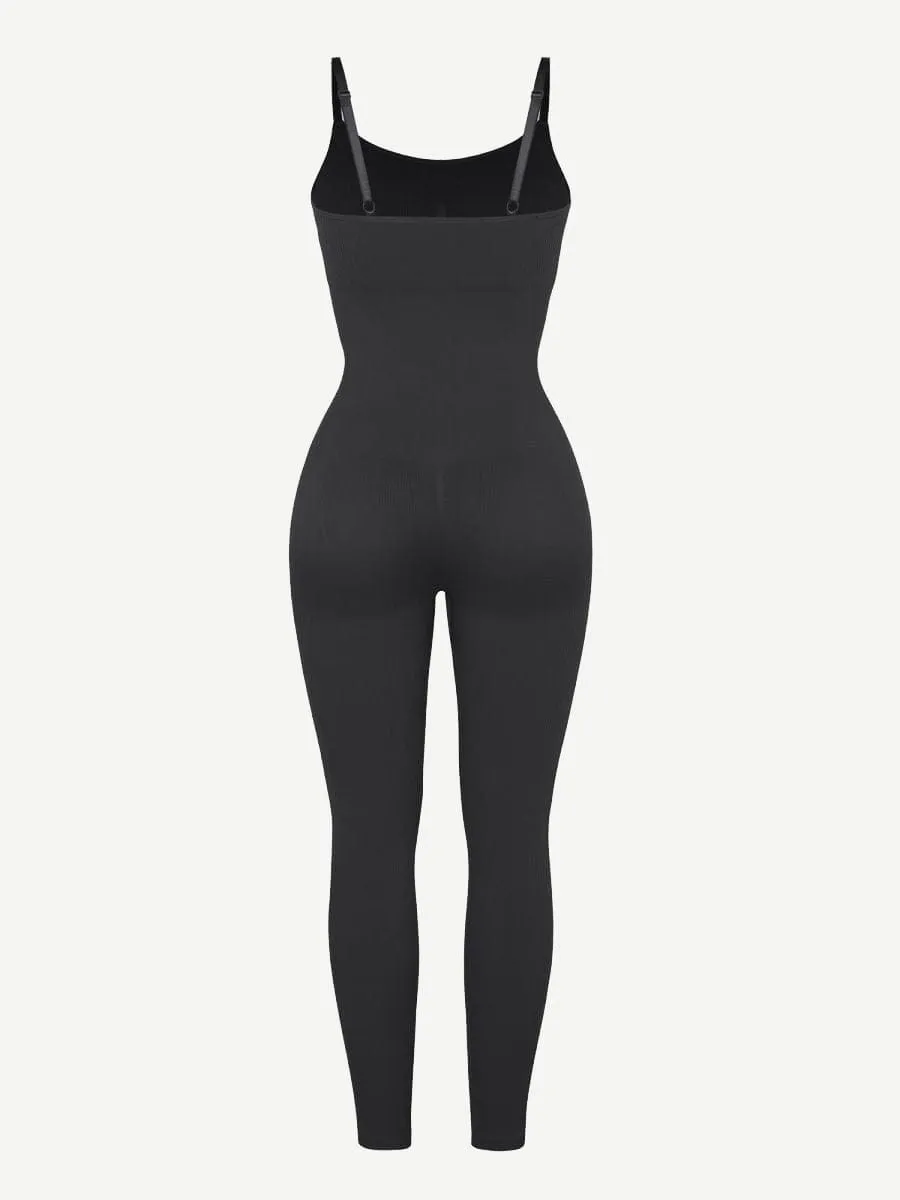 Wholesale High Stretchy Seamless Sling Tummy Control Jumpsuit Removable cup pads