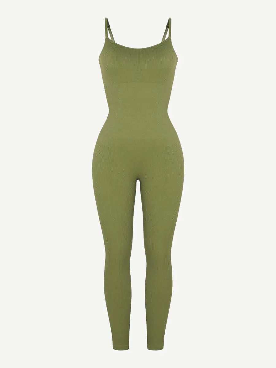 Wholesale High Stretchy Seamless Sling Tummy Control Jumpsuit Removable cup pads