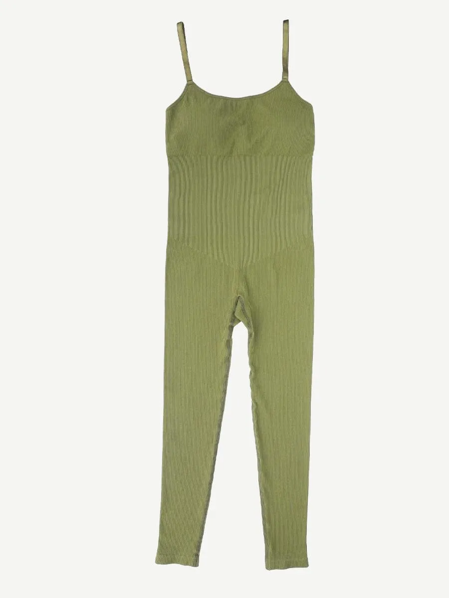 Wholesale High Stretchy Seamless Sling Tummy Control Jumpsuit Removable cup pads