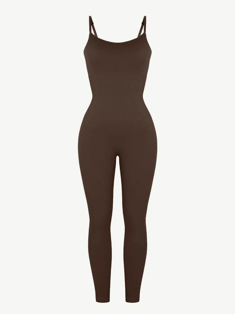 Wholesale High Stretchy Seamless Sling Tummy Control Jumpsuit Removable cup pads