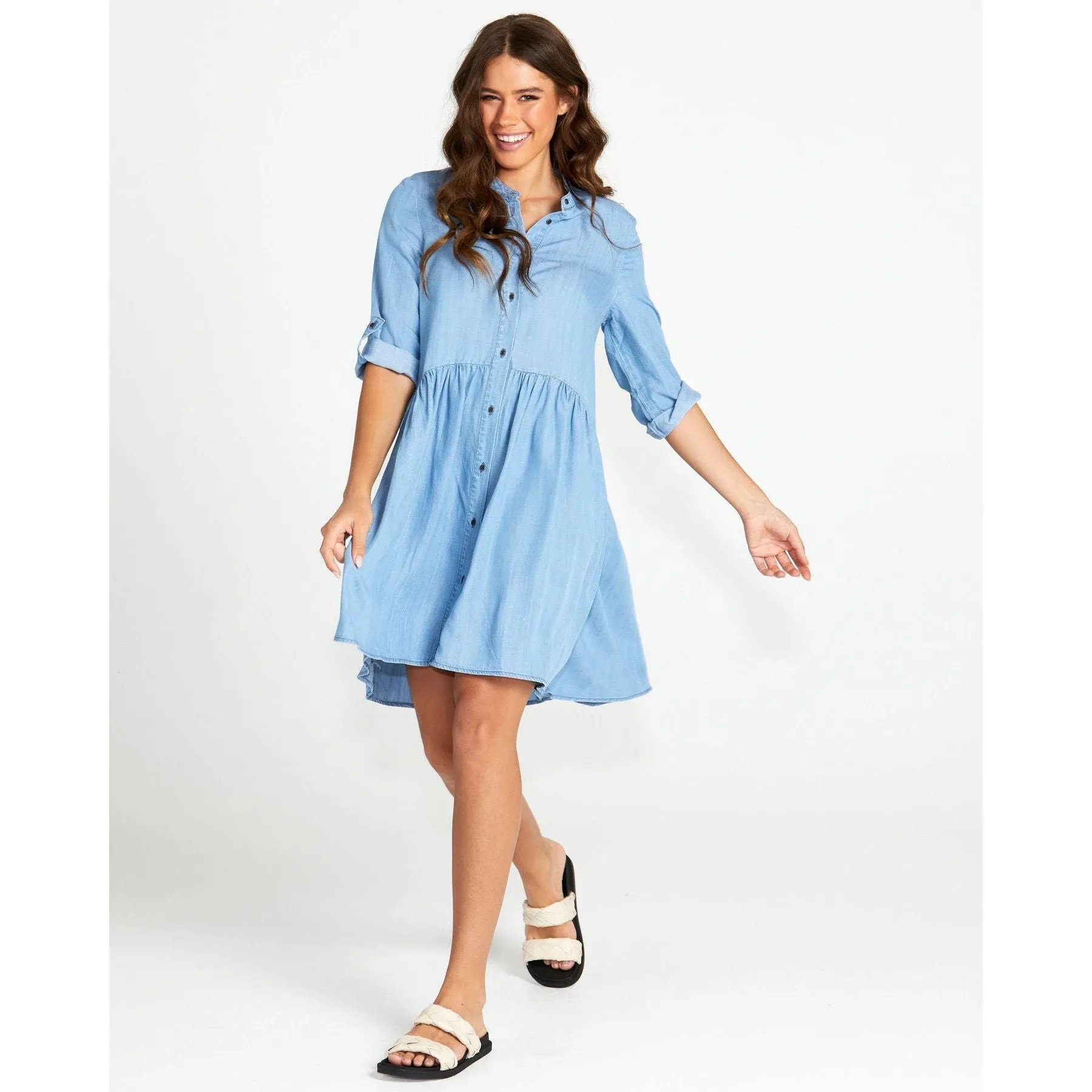 Willow Shirt Dress- Blue Wash