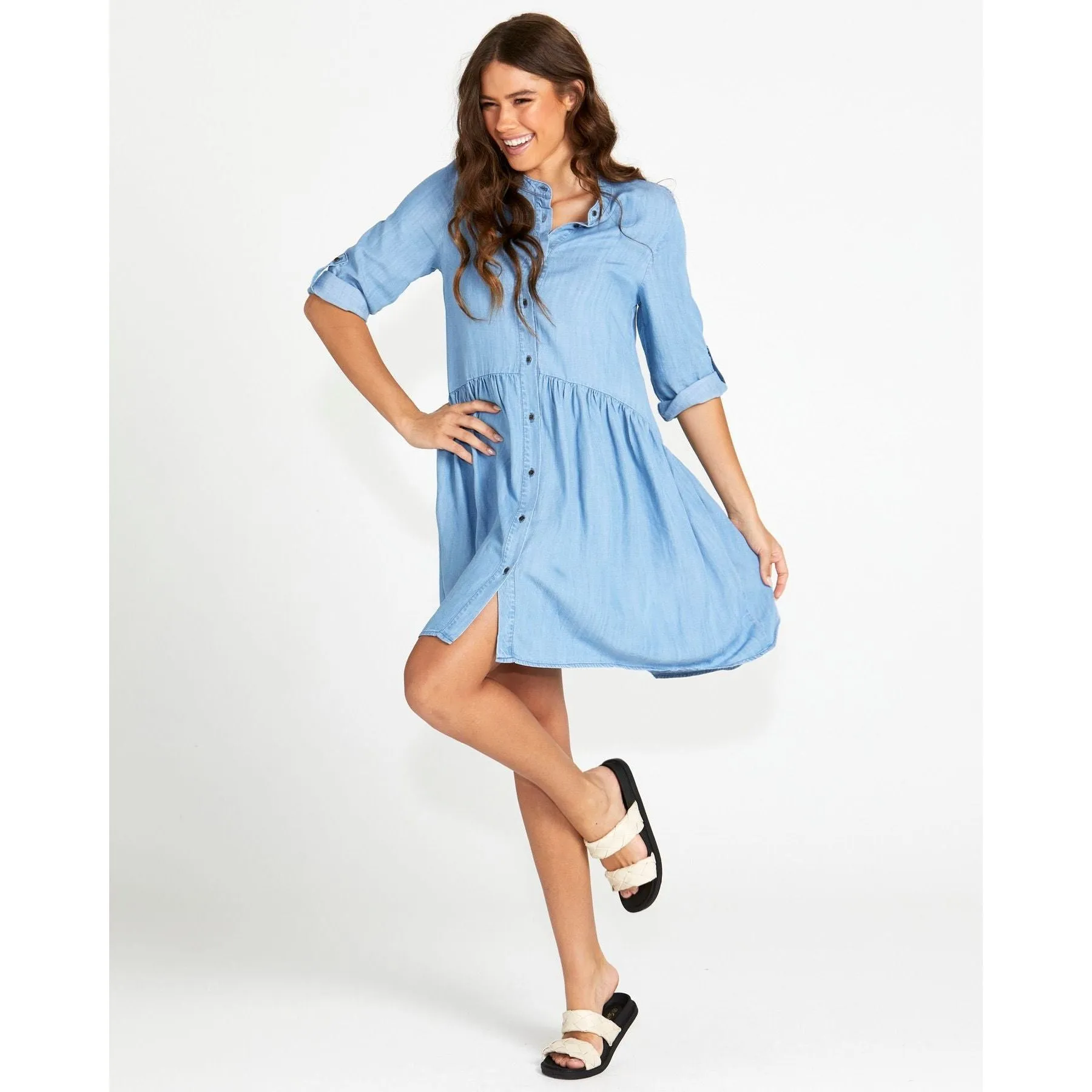 Willow Shirt Dress- Blue Wash