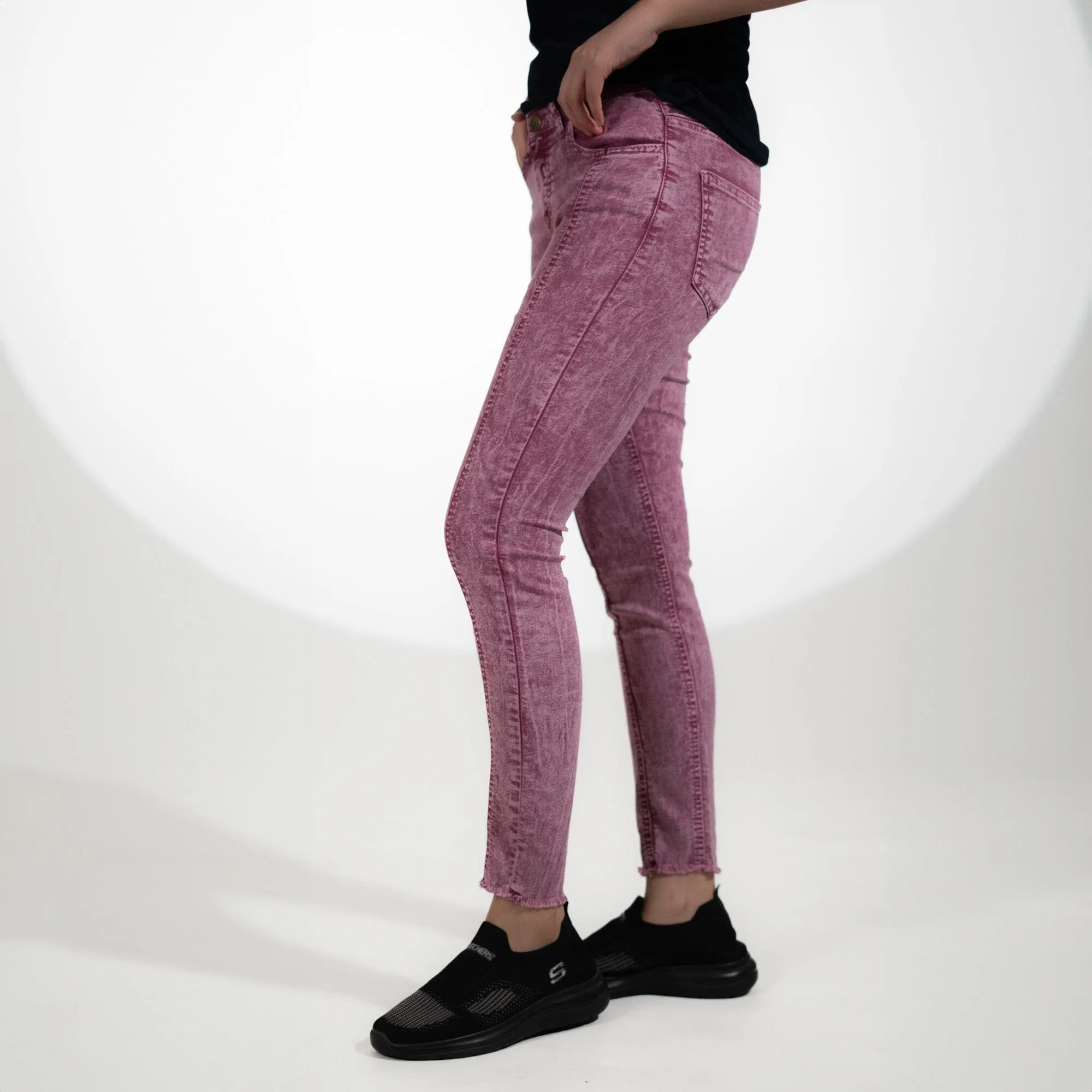 Women's Chic Acid Washed Skinny Denim Pants