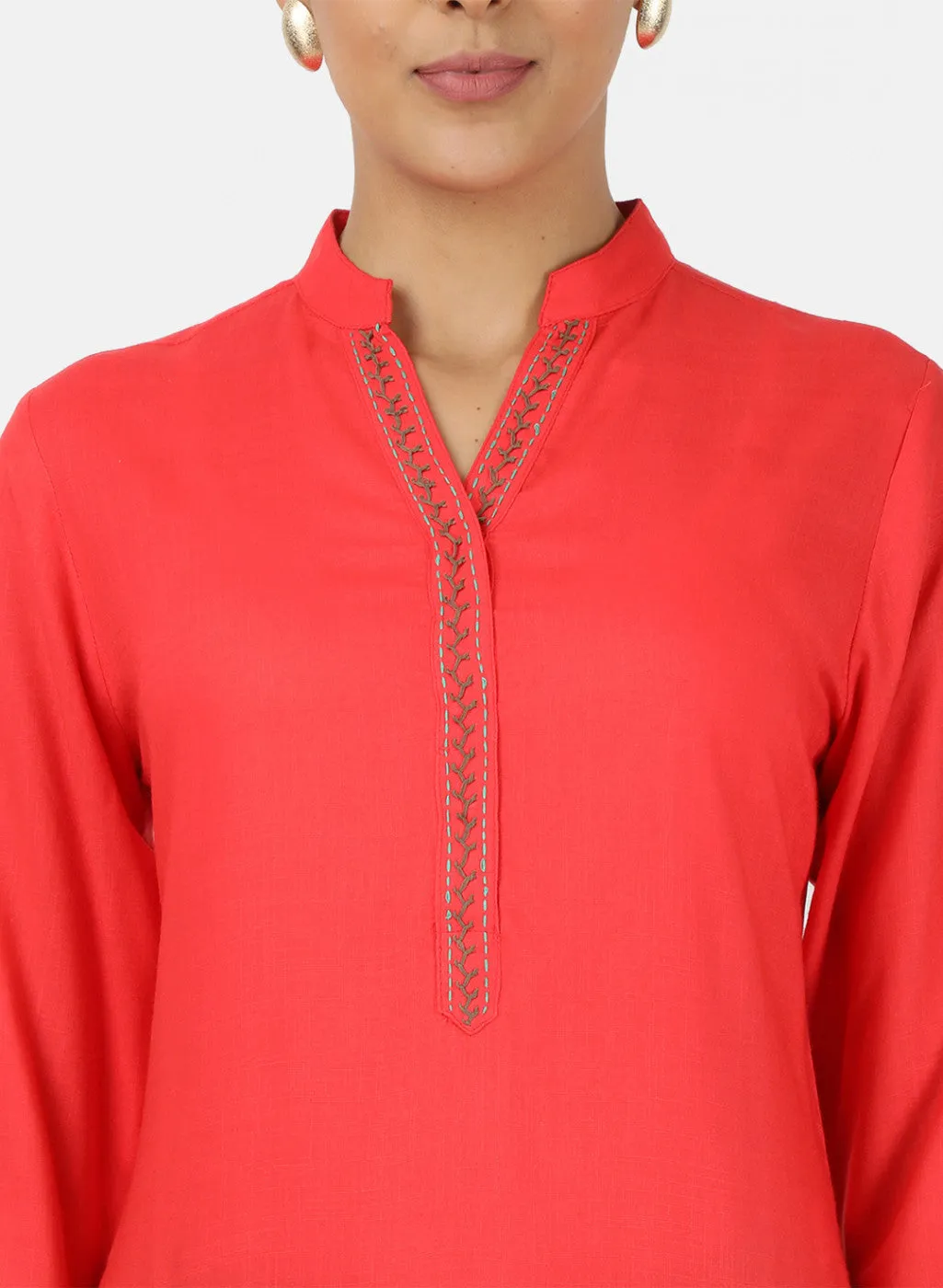 Womens Dark Pink Plain Tunic