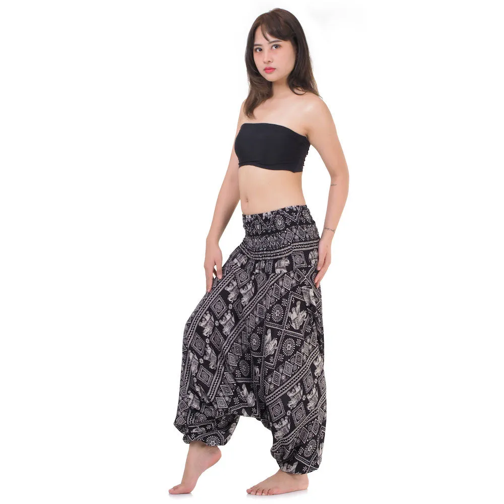 Women's Elephant 2-in-1 Jumpsuit Harem Pants Black