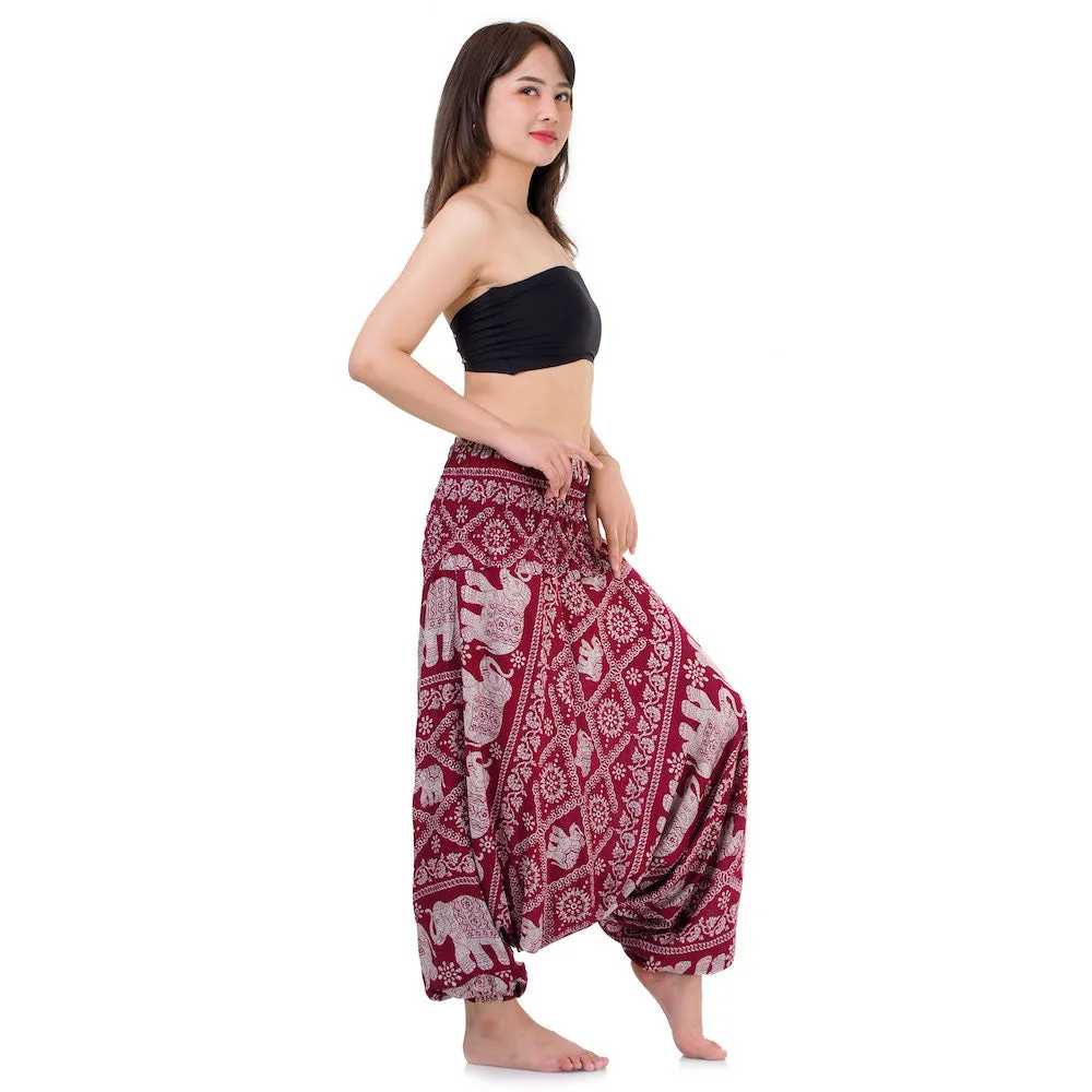 Women's Elephant 2-in-1 Jumpsuit Harem Pants Black