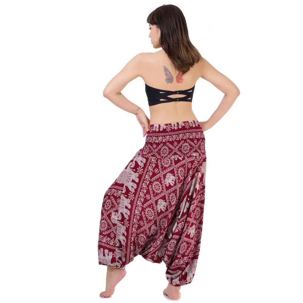 Women's Elephant 2-in-1 Jumpsuit Harem Pants Black