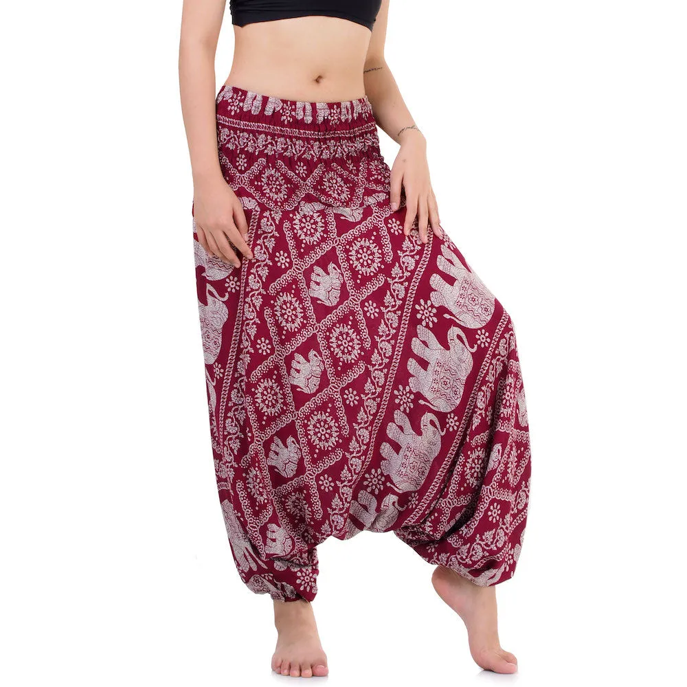 Women's Elephant 2-in-1 Jumpsuit Harem Pants Black