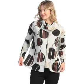 Women's Jess & Jane Cowl Neck Tunic Mocha Circles