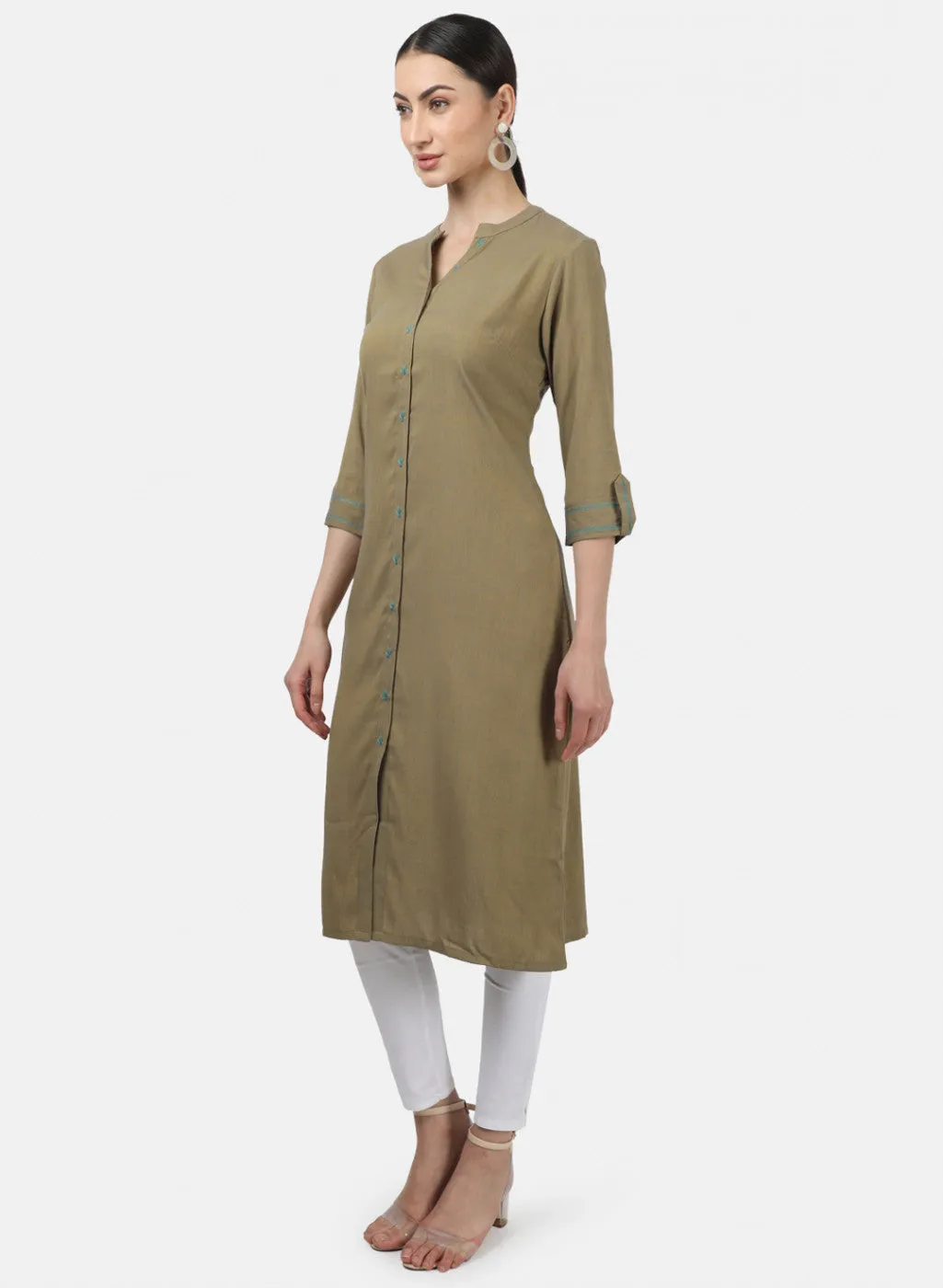Womens Khaki Plain Tunics