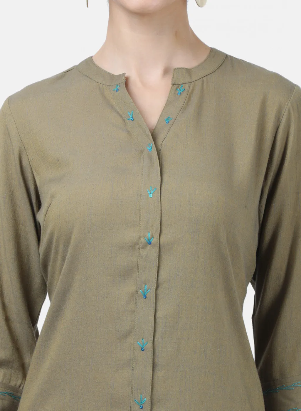 Womens Khaki Plain Tunics