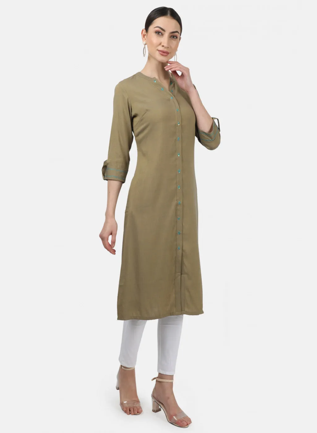Womens Khaki Plain Tunics