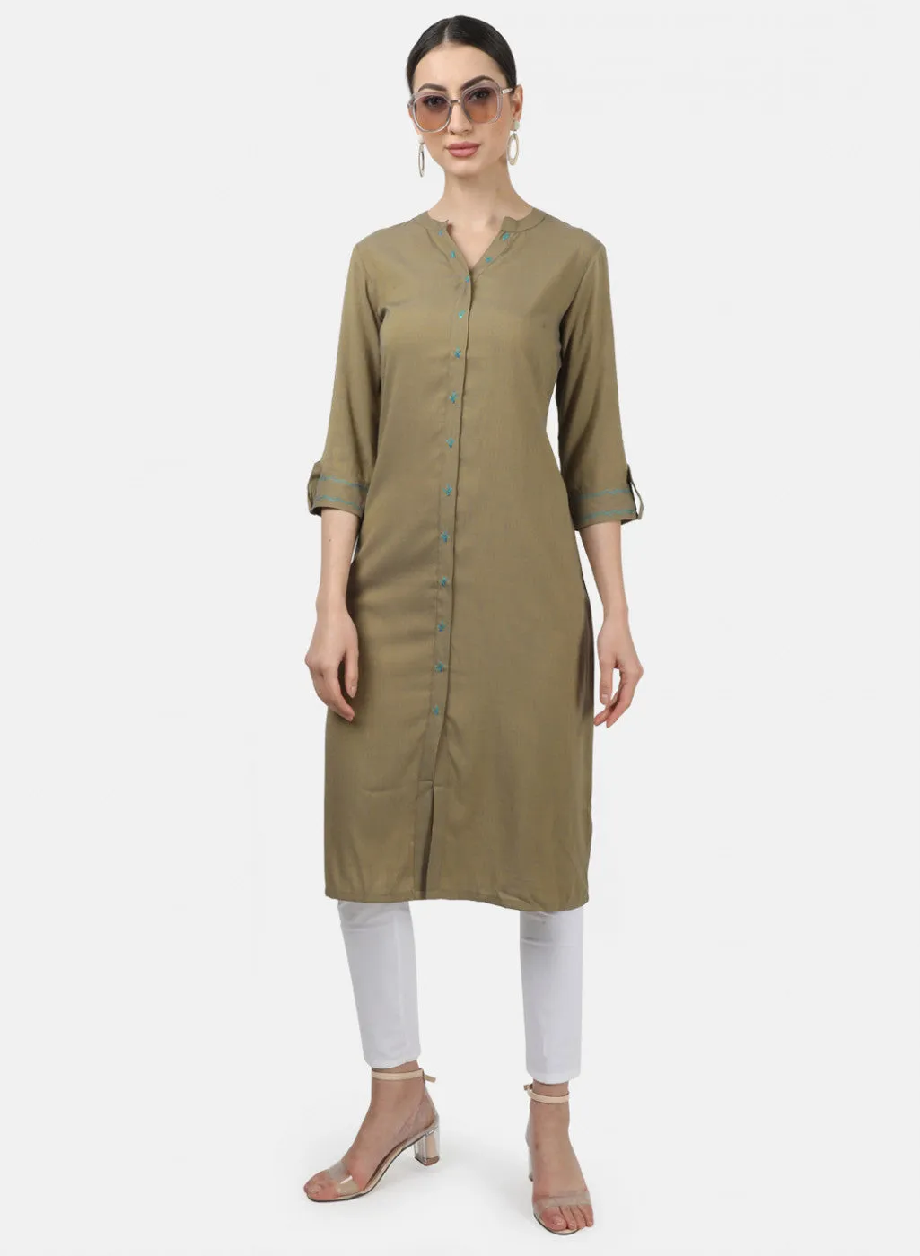 Womens Khaki Plain Tunics