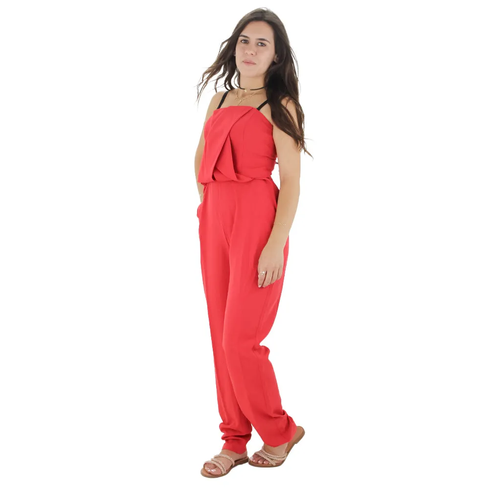 Women's Off-Shoulder Jumpsuit,Red