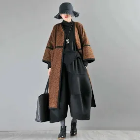 Women's Spring Brown Wool Midi Winter Coat