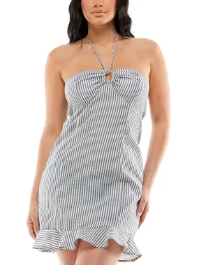 Women's Striped Dress,White/Navy