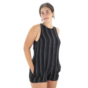Women's Striped Tie-Back Jumpsuit,Black