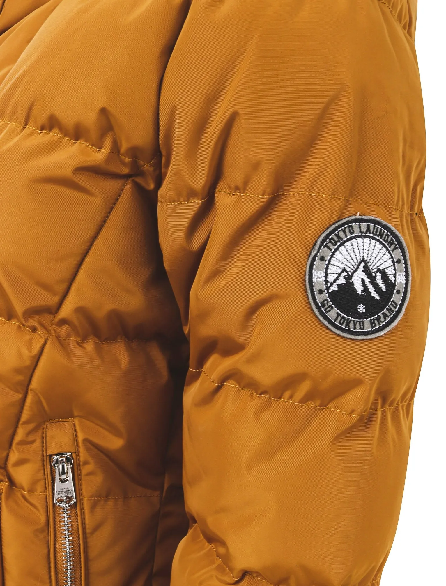 Wookie Quilted Hooded Jacket In Mustard - Tokyo Laundry