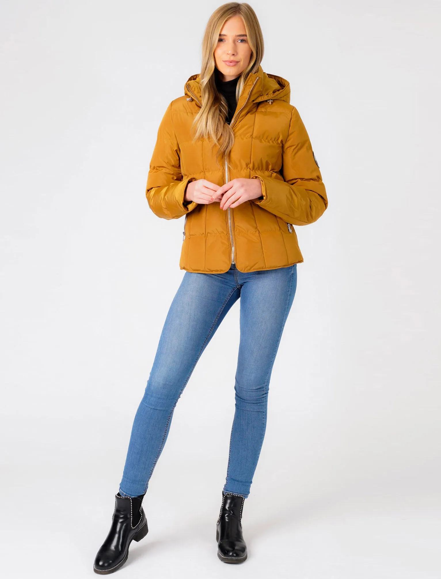 Wookie Quilted Hooded Jacket In Mustard - Tokyo Laundry