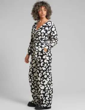Wrap Jumpsuit Farsta Painted Leopard Black