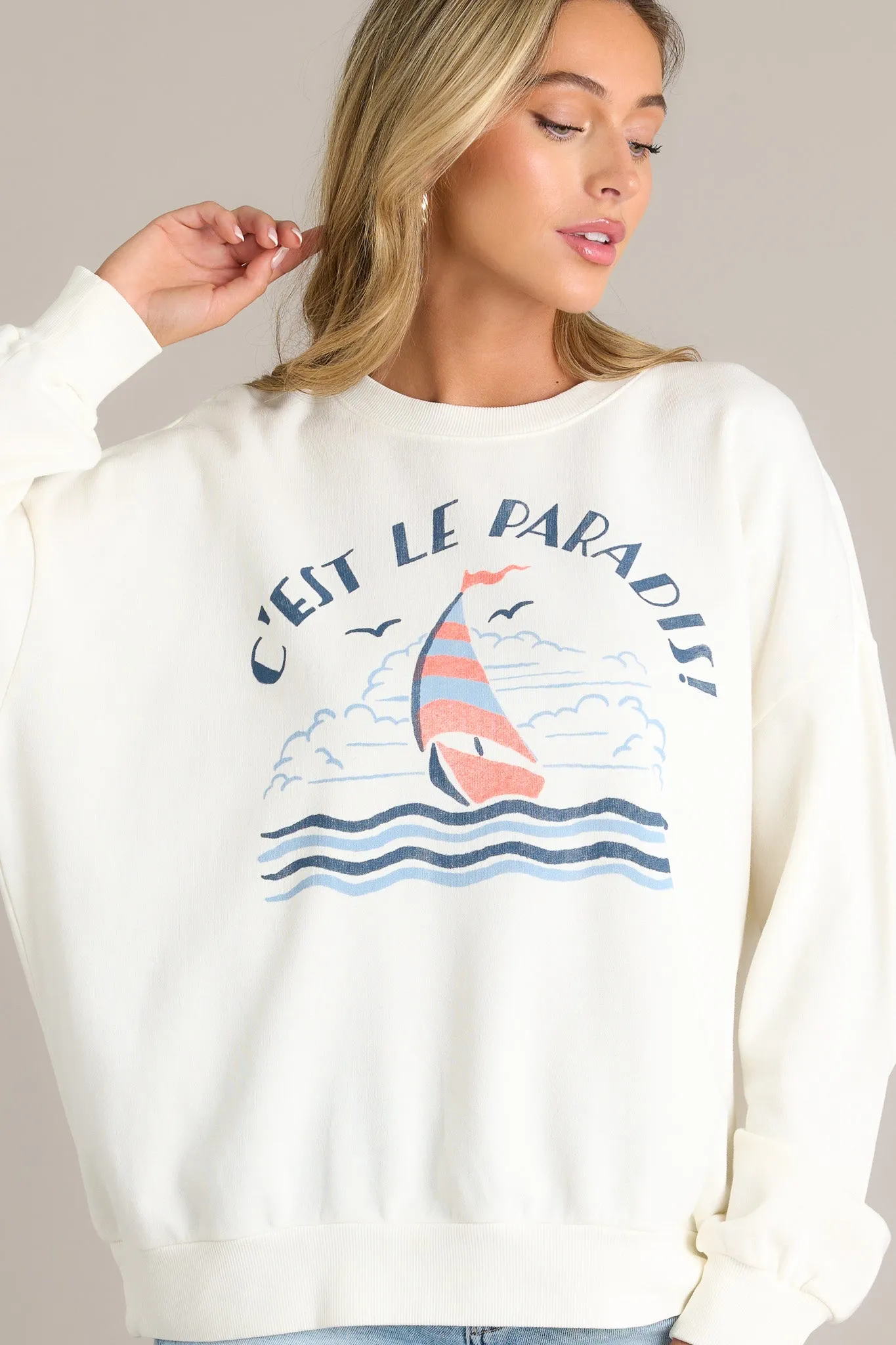 Z Supply Le Paradis Sunday Sea Salt Sweatshirt