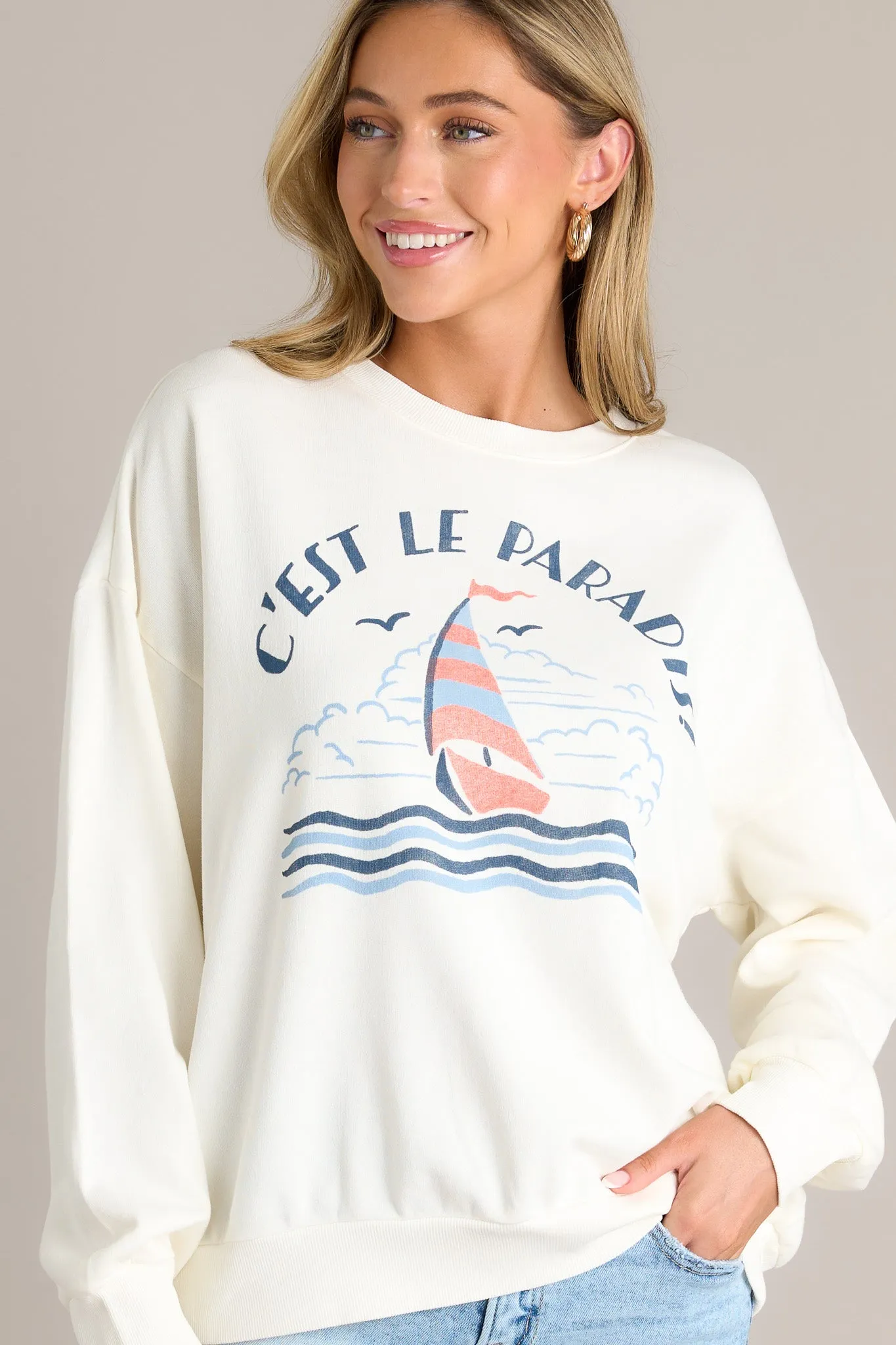Z Supply Le Paradis Sunday Sea Salt Sweatshirt