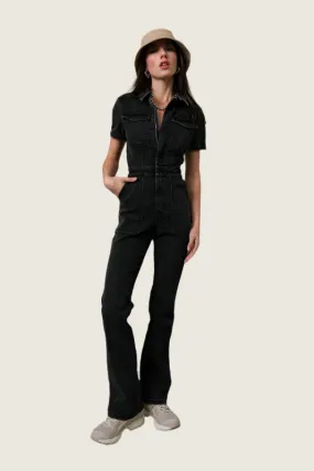 Zipper Denim Jumpsuit