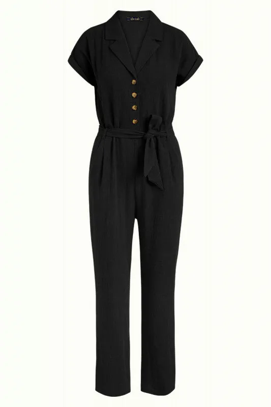 Zomerse zwarte jumpsuit | King Louie Daisy jumpsuit hooper black