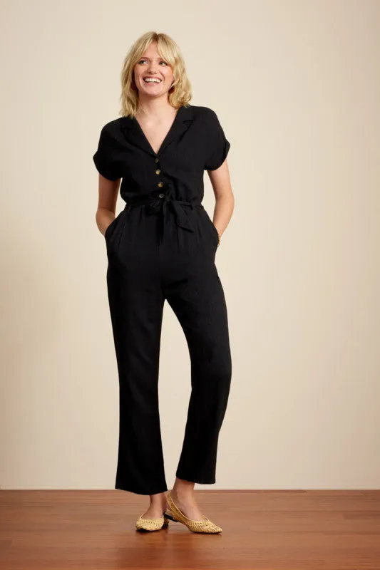 Zomerse zwarte jumpsuit | King Louie Daisy jumpsuit hooper black
