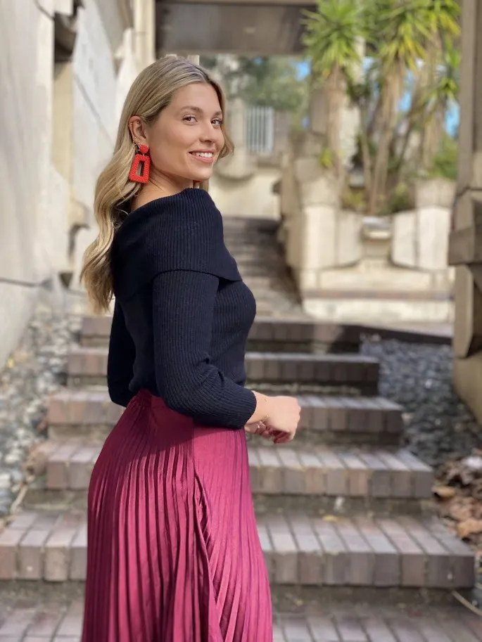 ZW98-1SS Ribbed Knit Off Shoulder Top