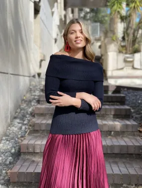 ZW98-1SS Ribbed Knit Off Shoulder Top